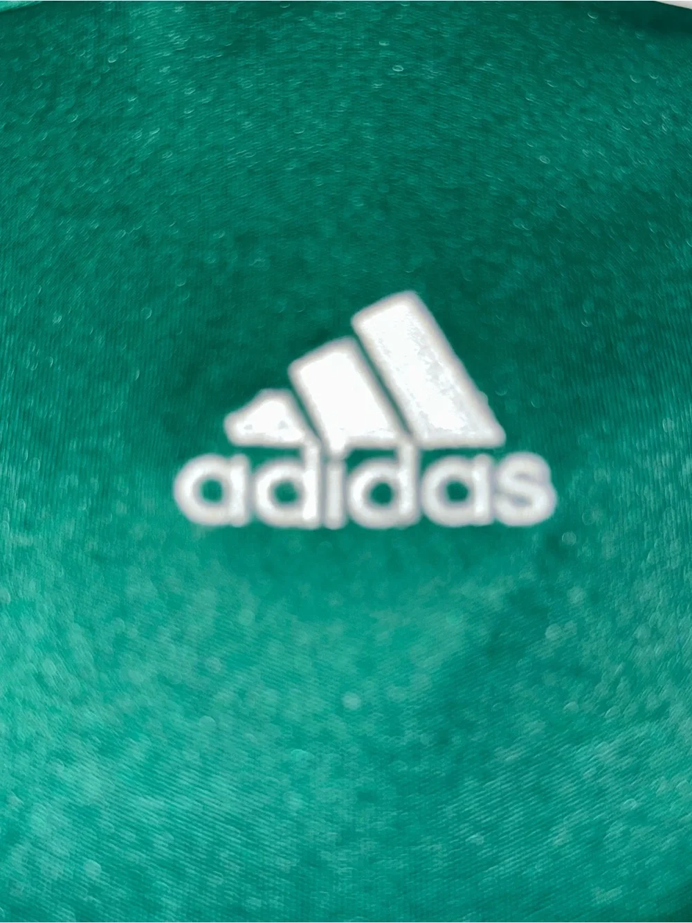 adidas Green Short-Sleeve Performance Soccer Jersey with White Stripes